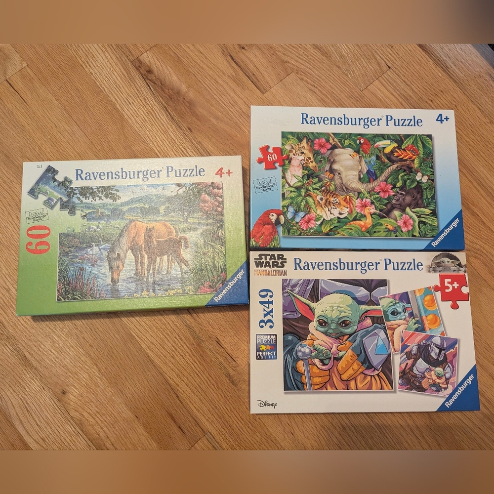Lot Of 3 Ravensburger puzzles (Ages 4 And 5+)